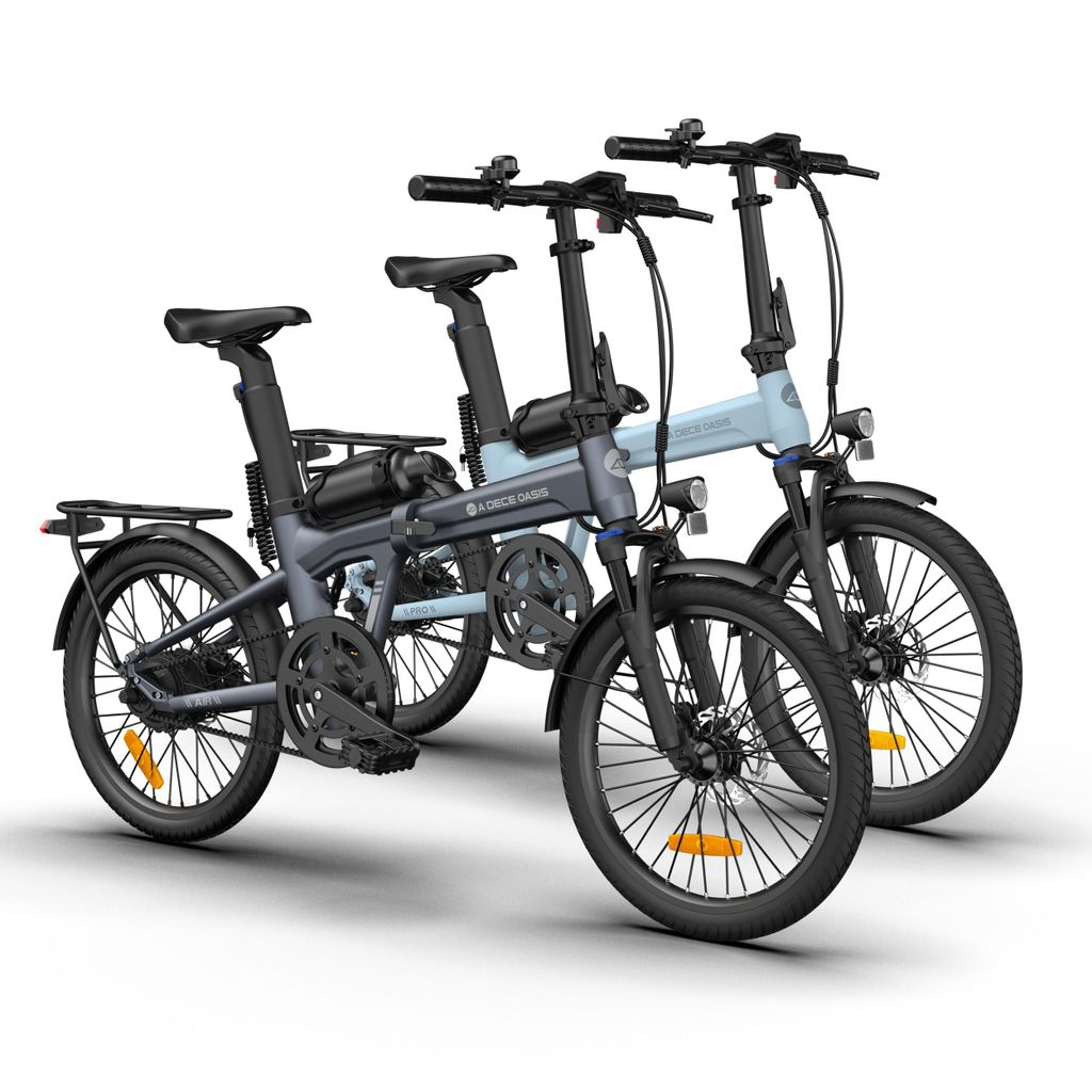 ADO EBike 2*Air20Pro Elektrofahrrad, Pedelec,klapprad Riemenantrieb,Citybike,20 zoll, Bafang Bürstenloser Motor, 2Gang, ebike Damen/Herren Grau+Blau