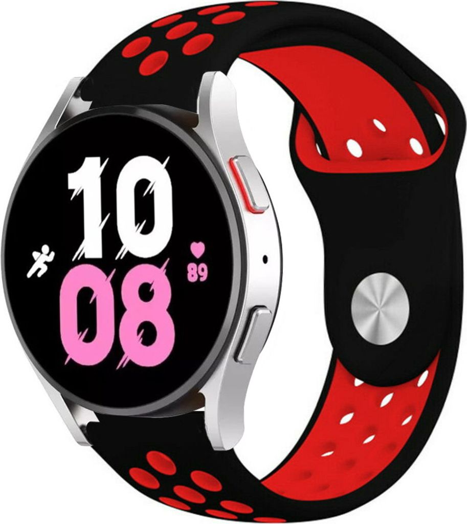 Strap-it Samsung Galaxy Watch 5 - 44mm Sportarmband (Schwarz/Rot)