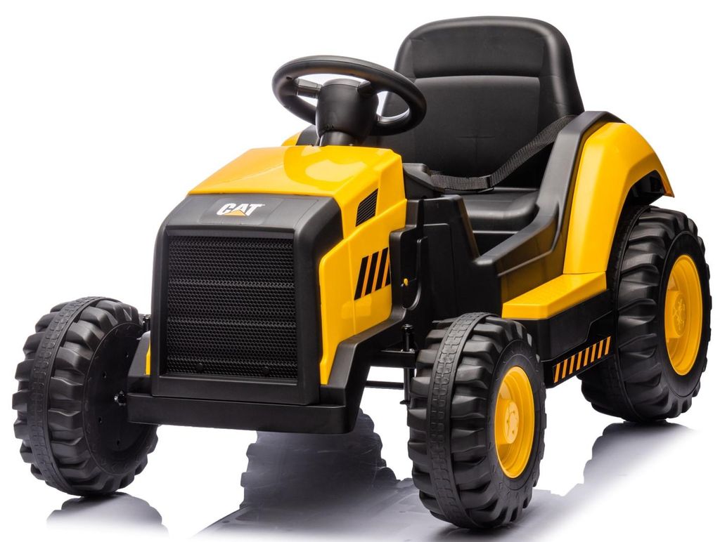 Elektrischer Kindertraktor auf Akku CAT Traktor für Kinder mit Fernbedienung MP3 Hupe elektrischer Trettraktor Ride-on Fahrzeug gelb Sun Baby