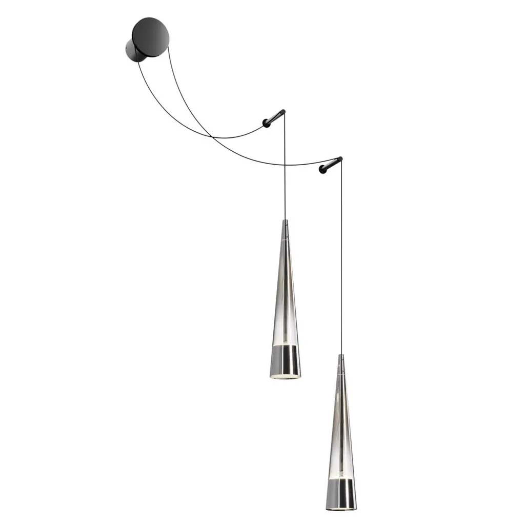Applique LED Fine en Chrome et Verre H 228,9 cm Éclairage Indirect