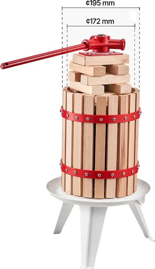 Presse-fruits 6 L avec mécanisme d'extraction efficace en hêtre naturel