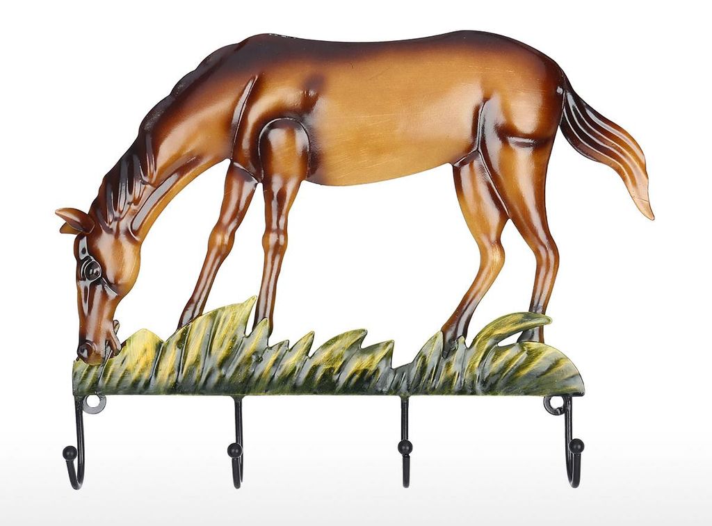 Tooarts Horse Wall Hook Dekorativer Wandhalter aus Eisen Wandmantel, Schlüssel, Hut Haken Vintage Design Kleiderbügel mit 4 Haken Schrauben entha...