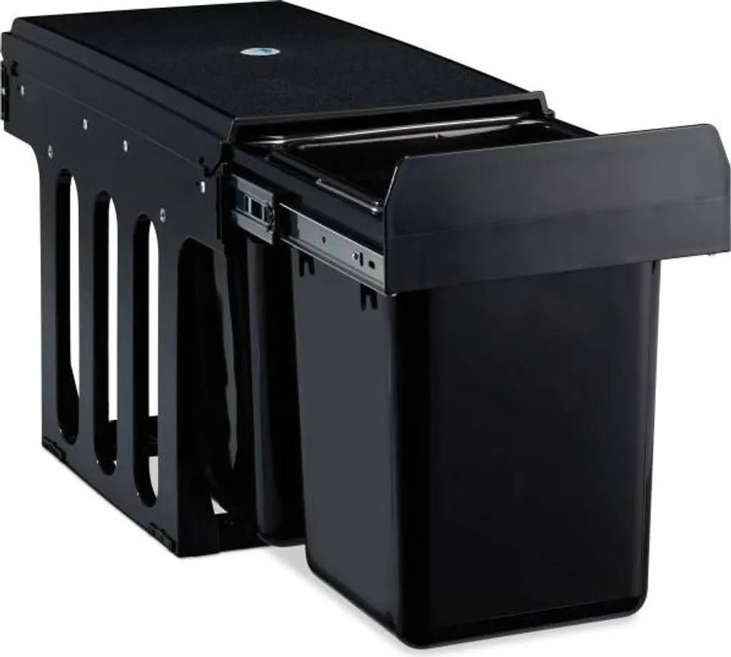 Poubelle tri sélectif 2 bacs de 30L pour cuisine moderne en inox brossé