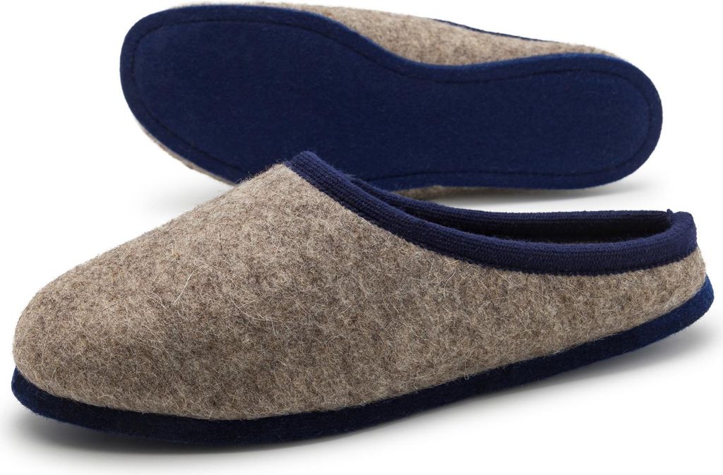 PANTOFFELMANN Wollfilz Pantoffel Filzpantoffeln Herren Damen Winter Hausschuh Filz Pantoffeln grau 43