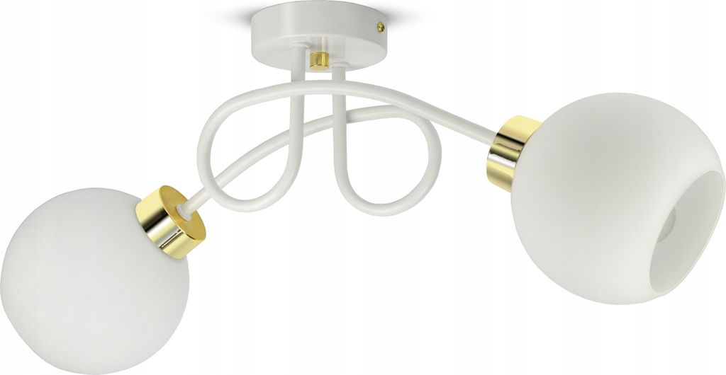 LUXOLAR - Led Deckenleuchte - Deckenlampe 2 flammig Weiß E27 60W - Hängelampe wohnzimmer für Wohnzimmer, Küchen - Weiß Glas Kugeln