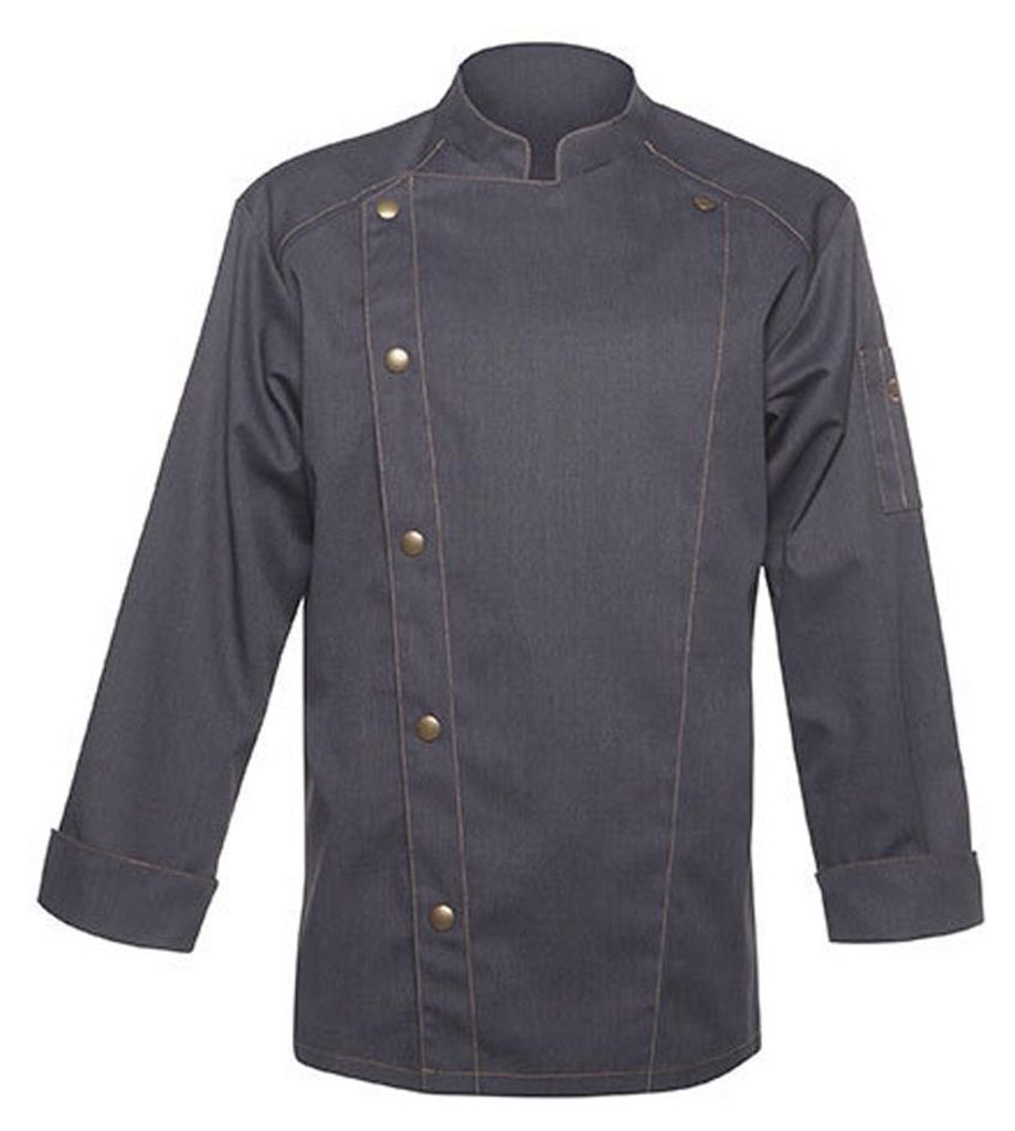 Karlowsky - Kochjacke für Herren/Damen Unisex, Jeans Style Naht LT6173 (73,66 cm) (Schwary)