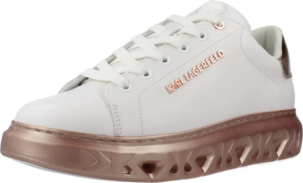 Karl Lagerfeld Kapri Kite Lo Lace Lthr Blanc - Baskets Femme de Luxe