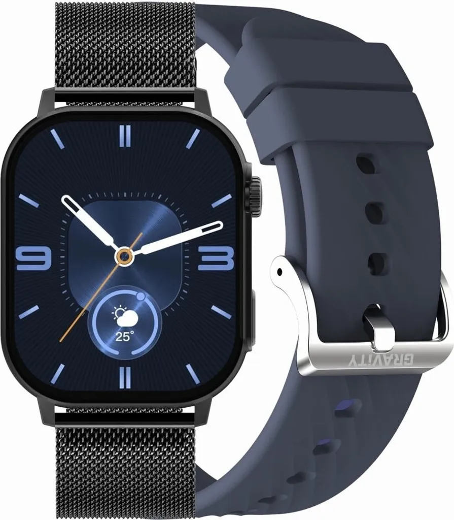 Smartwatch da donna GRAVITY GT15-12 Cinturino in silicone blu navy + Bracciale nero