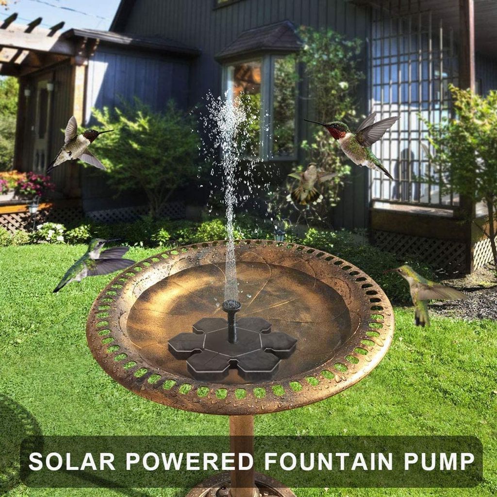 FEALING Solar Springbrunnen Fisch-Behälter 2020 Neu Solar schwimmender Fontäne Pumpe für Gartenteich Garten Springbrunnen Teichpumpe Outdoor Wasserpumpe mit 6 Wassersprühzubehör 