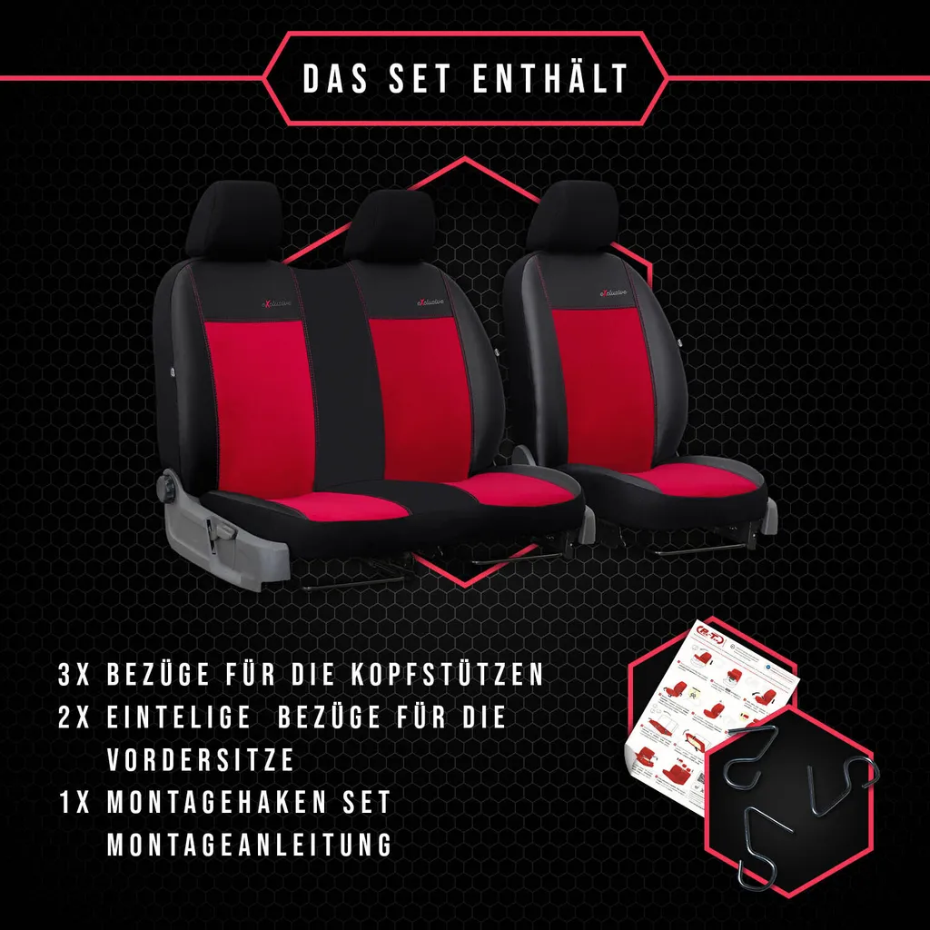 Coprisedili Anteriori Universali In Lino Grigio-Rosso Per Auto E SUV Compatibili Airbag Con Tasca - 3