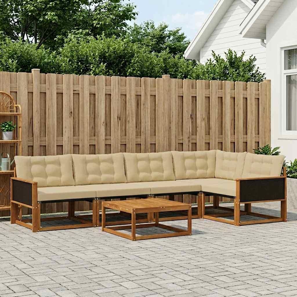 Möbel Outdoor-Sofagarnitur mit Kissen 6 pcs Natur und BeigeGartensofas - Gartensofas c323