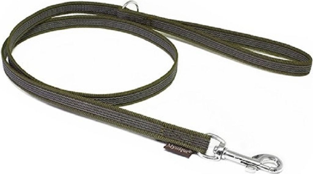 Mystique Gummierte Leine 12mm mit Handschlaufe Standard Karabiner khaki 2m
