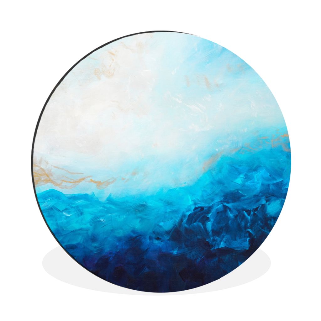 MuchoWow Aluminium Wandkreis Blau - Meer - Abstrakt - Farbe Ø 60 cm Wanddeko Modern Wohnzimmer - Wand Kreis - Wandbild - Schlafzimmer - Aluminiu...