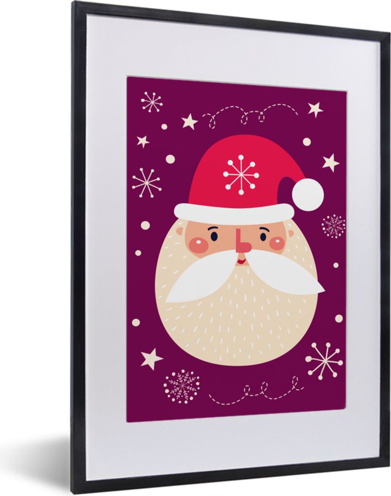MuchoWow MuchoWow Gerahmtes Poster Weihnachten - Weihnachtsmann - Schnee 30x40 cm - Poster mit zchwarzem Bilderrahmen - Wandposter Schlafzimmer