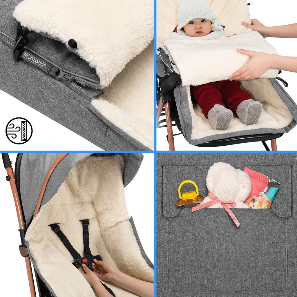 MONZANA® Footmuff pro kočárek dítě zima s reflexními prvky Obrázek produktu 4