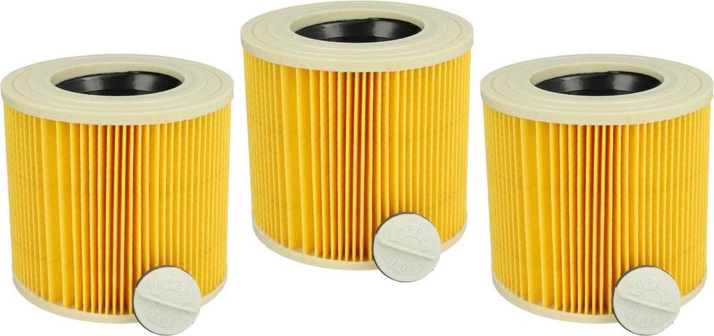 vhbw 3x Faltenfilter Ersatz für Stanley 41864-A für Nass- & Trockensauger - Patronenfilter Gelb Abwaschbar