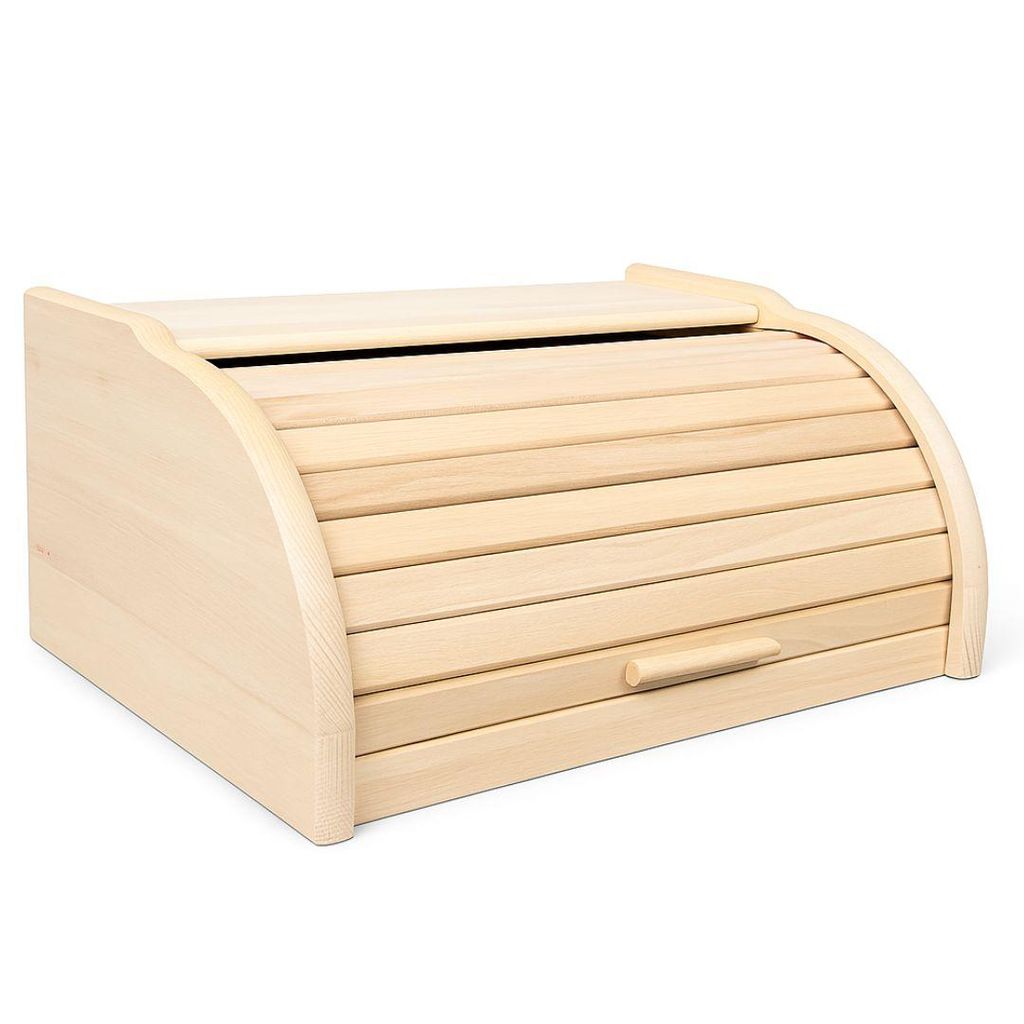 Broodtrommel, hout, naturel, groot, 38x28x18 cm – Productafbeelding 