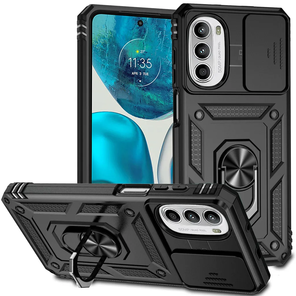 Cover Motorola Moto G82 G52 Militare con Ring Holder e Slide Camera
