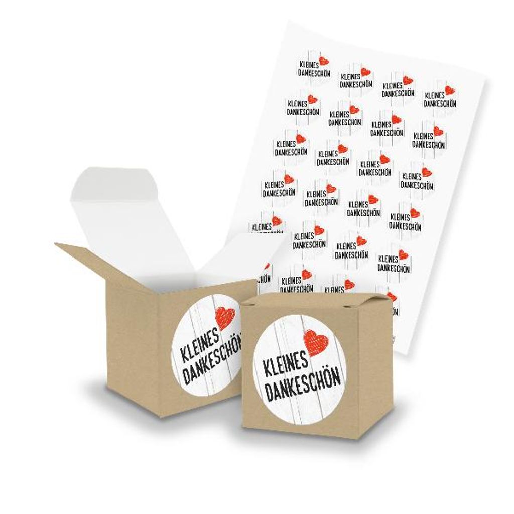 itenga SET kleines Dankeschön (Motiv116) 24x Würfel 5cm braun + Sticker