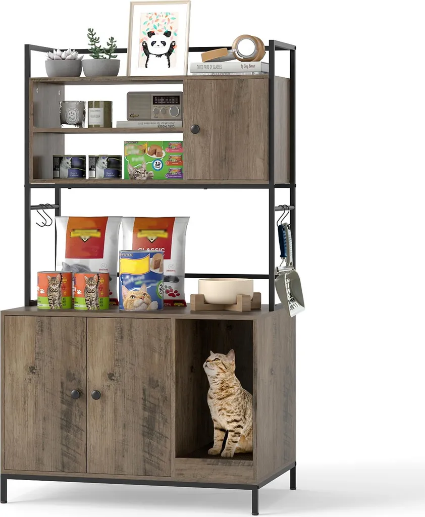 Armoire litière pour chat intérieure pour organiser vos accessoires gris