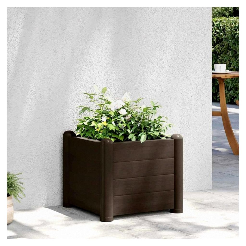Blumenkasten für den Außenbereich, Hochbeet, Polypropylen, Mokka 43 x 43 x 35 cm, ideal für Kräuter und Sukkulenten im Garten, auf der Terrasse...