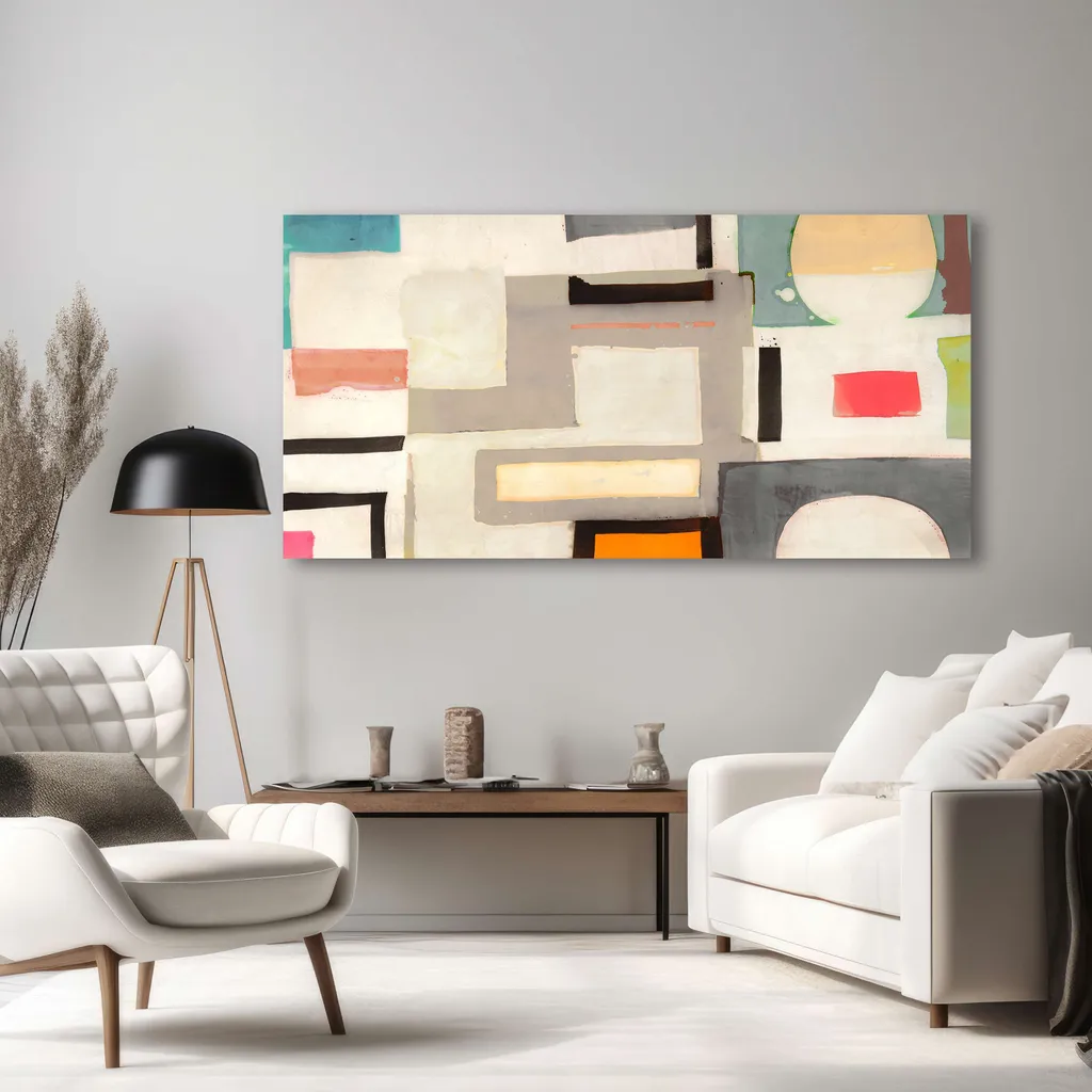 Tableau abstrait format panoramique 140x70 cm Foin de Pâques Bacci