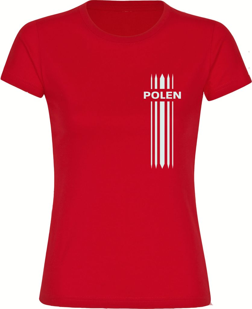 multifanshop Damen T-Shirt - Polen - Streifen, rot, Größe 3XL