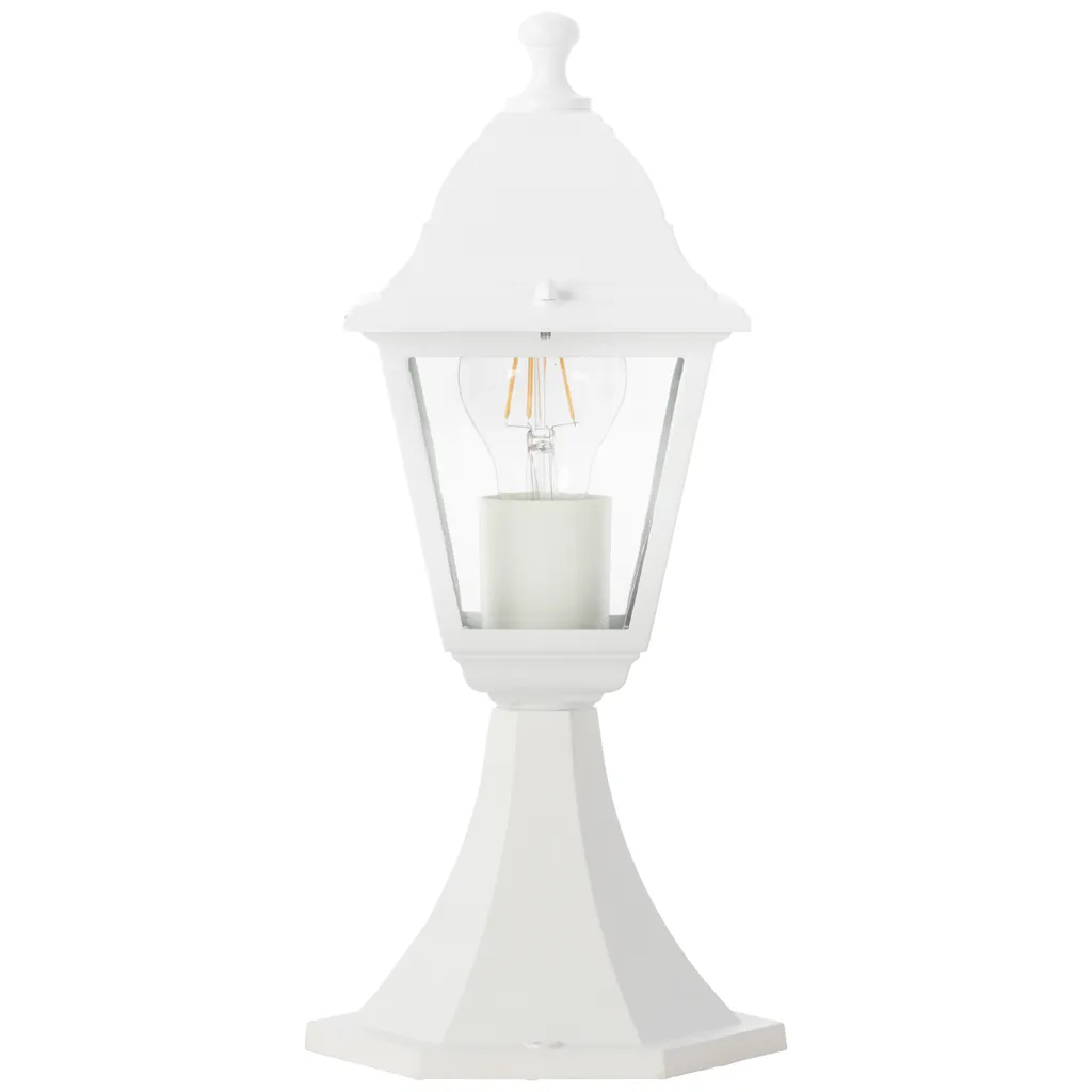 Petite borne lumineuse extérieure blanche Nissie style rétro chic IP44