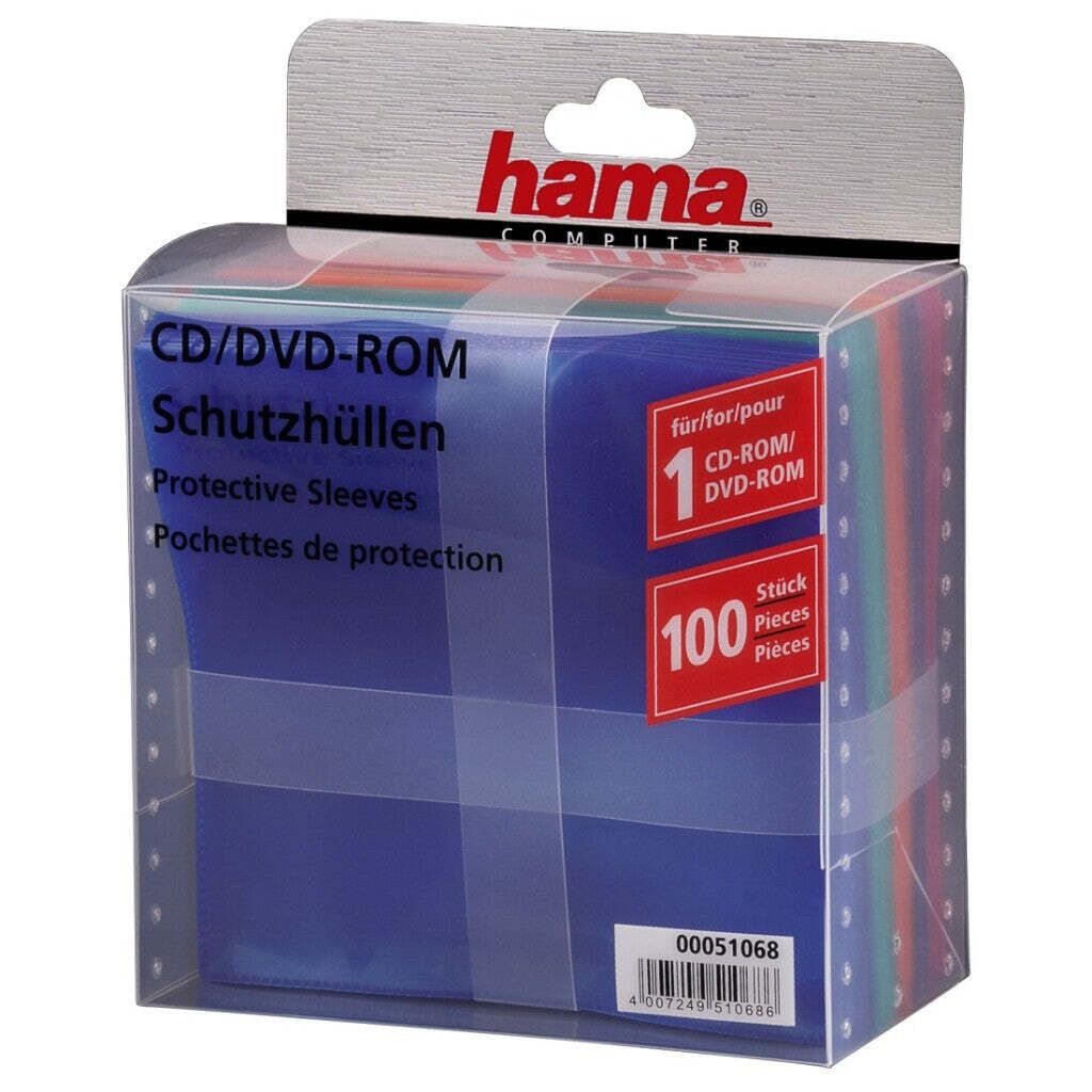 Hama CD-ROM/DVD-ROM Protective Sleeves 100, 100 Disks, Produktbild 