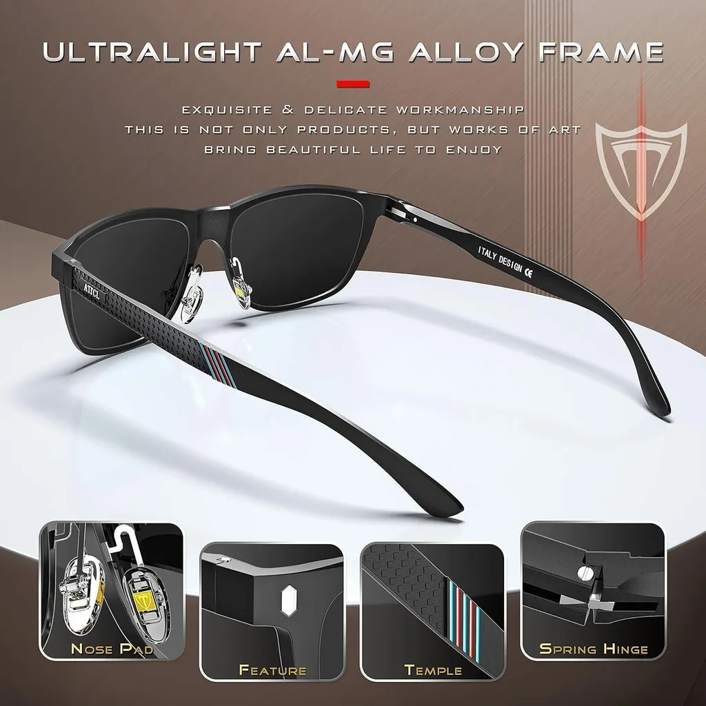 Occhiali da Sole Sportivi ATTCL Uomo Pesca Golf Polarizzati AL-MG - 4