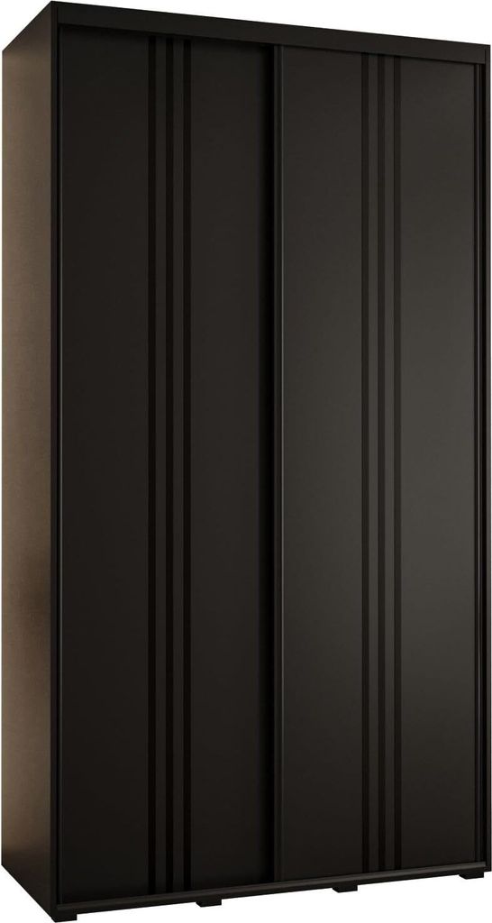 MEBLE KRYSPOL Cannes 6 Schrank mit 2 Schiebetüren - 205,2x140x45 cm - Schwarz Schwarz Schwarz