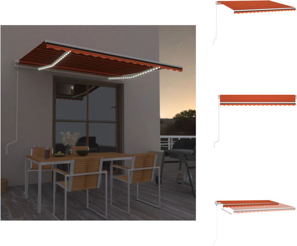 vidaXL Automatische Markise mit LED & Windsensor 450x300 Orange/Braun - Markisen