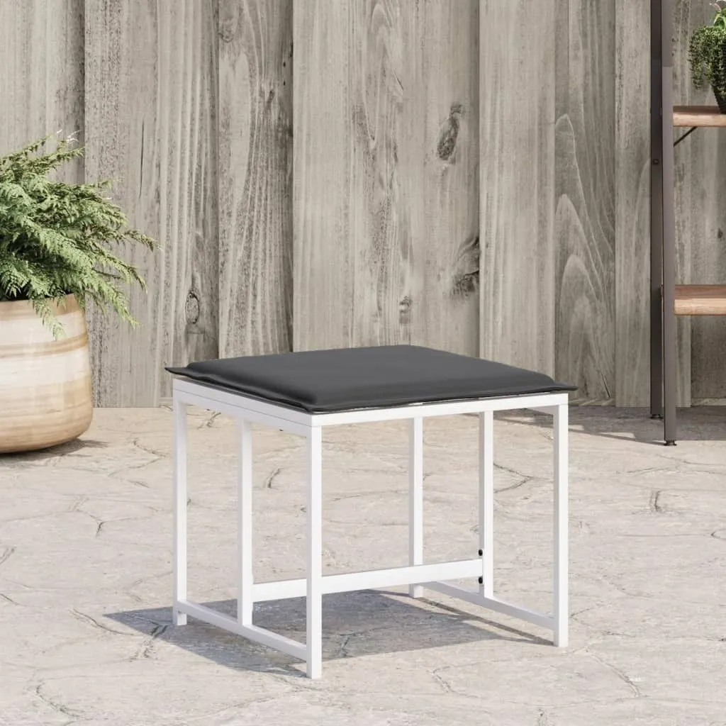 4 Sgabelli da Giardino Bianchi con Cuscini - Offerta Acciaio e Textilene - 2