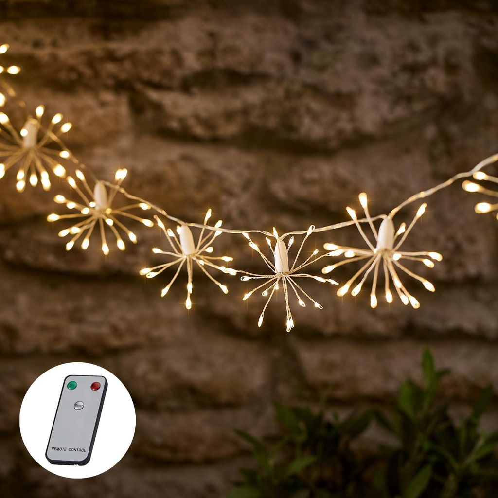 Lichtsnoer Solar 200 LEDs warmweiß 5 m IP44 mit Fernbedienung