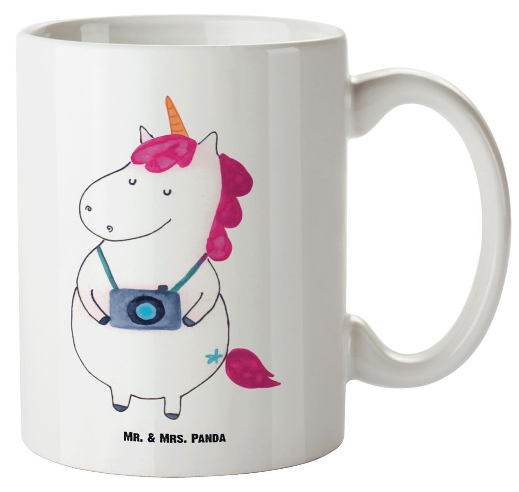 Mr. & Mrs. Panda Kaffeepott Einhorn Fotograf - Weiß - Geschenk, Kamera, steingut tasse, jumbotasse, Pott, Große, Reisen, Teetasse, Deko, Urlaub, ...