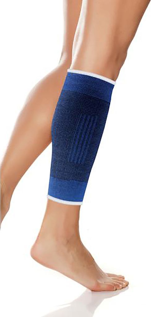 WADENBANDAGE elastisch Blau Wadenschutz Unterschenkelbandage Wadenstütze Wadenschoner Sportbandage Waden Bandage Sport Fitness Training (Größe L...