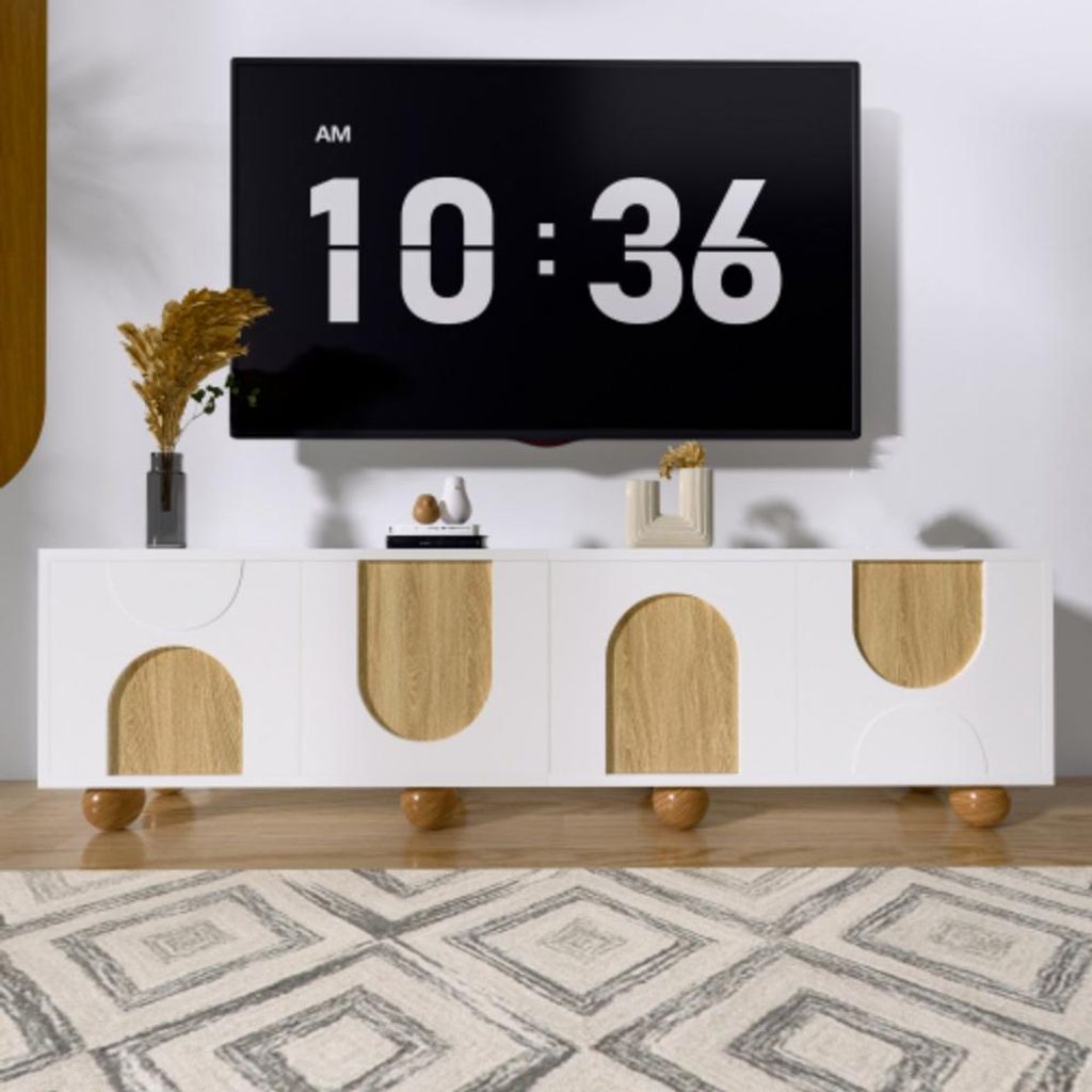 TV-Schrank mit vier Türen, TV-Ständer, TV-Ständer Einzigartiges Design TV-Konsolentisch, 175 x 38 x 50 cm