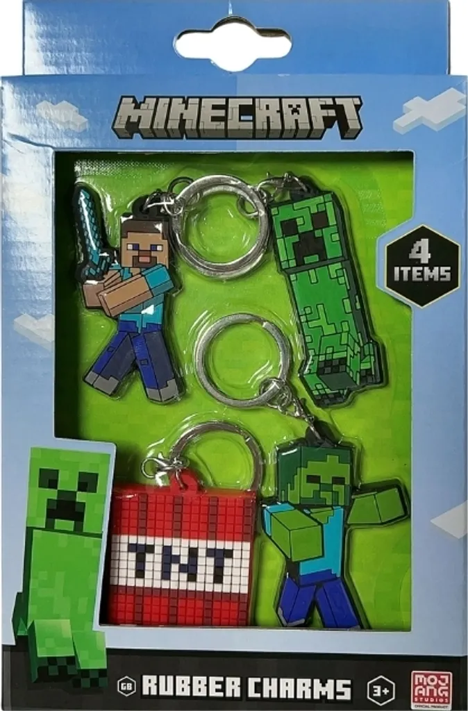 Set di 4 portachiavi in gomma Minecraft