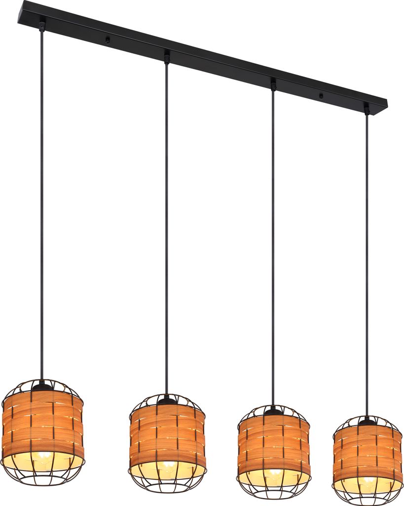 Globo Lighting Hängeleuchte Metall schwarz matt, 4x E27