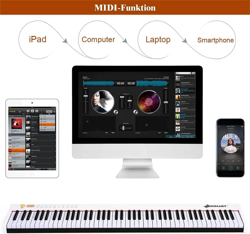 Clavier numérique Piano électrique 88 touches compact Bluetooth sonore