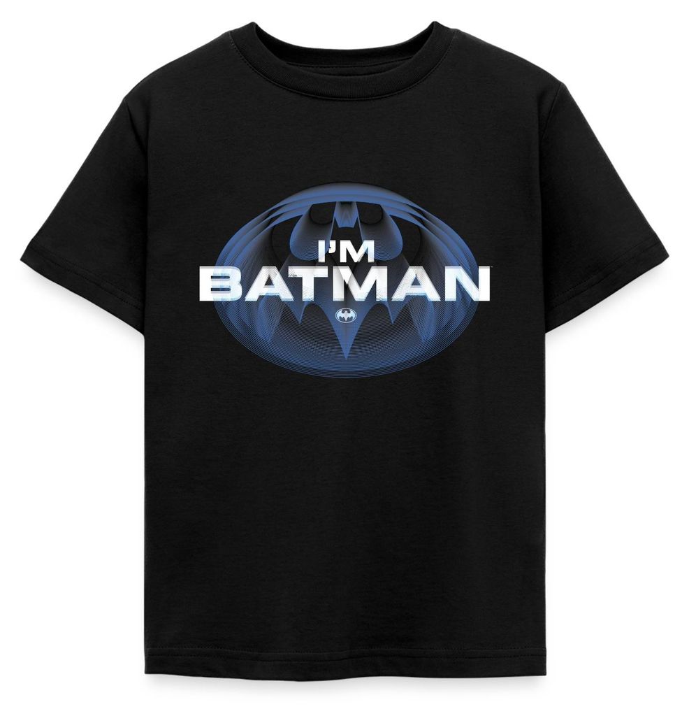 Spreadshirt The Flash I'm Batman Blaues Logo Kinder T-Shirt, 110/116 (5-6 Jahre), Schwarz