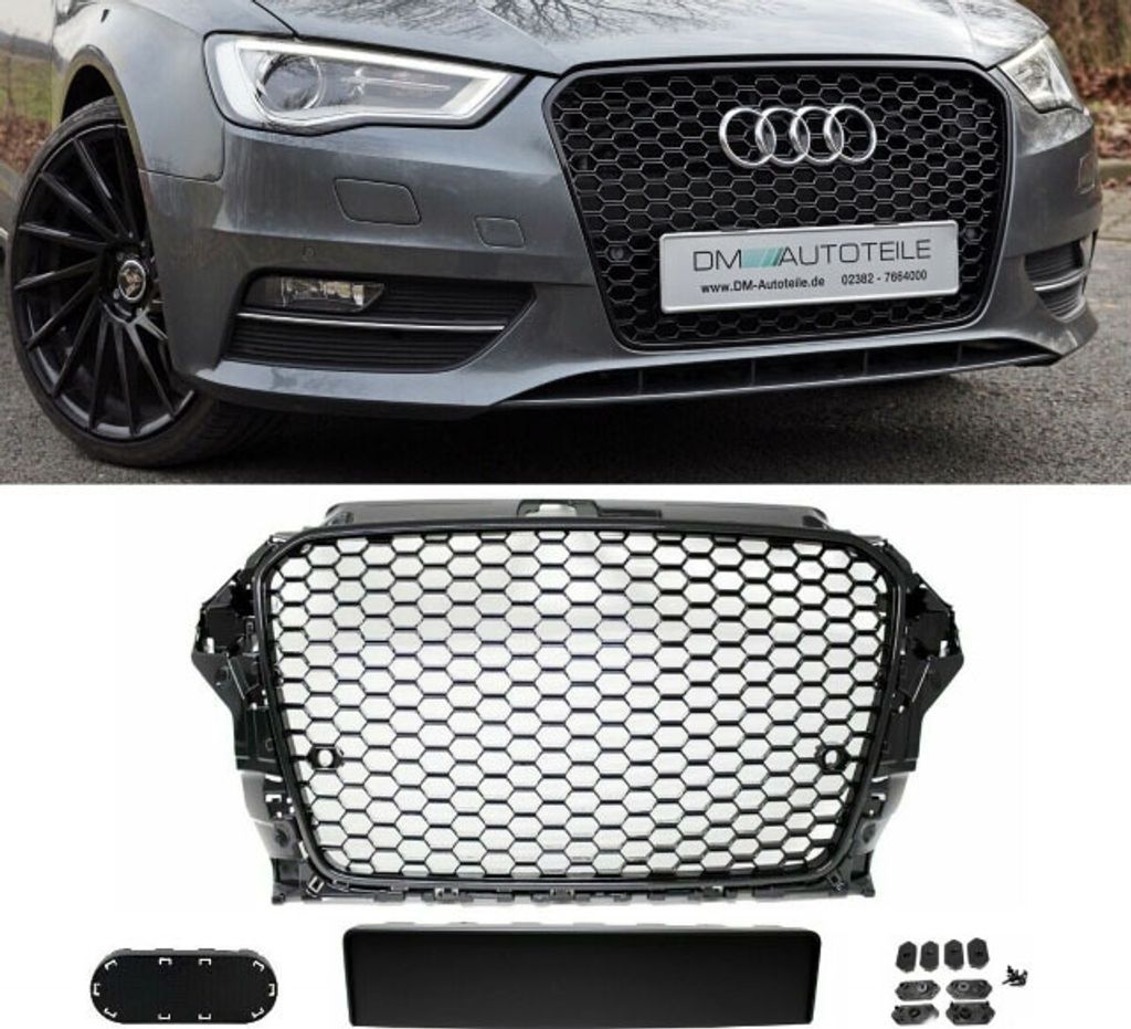 Wabendesign Kühlergrill Wabengrill Glanz passend für Audi A3 8V 12-16 auch RS3