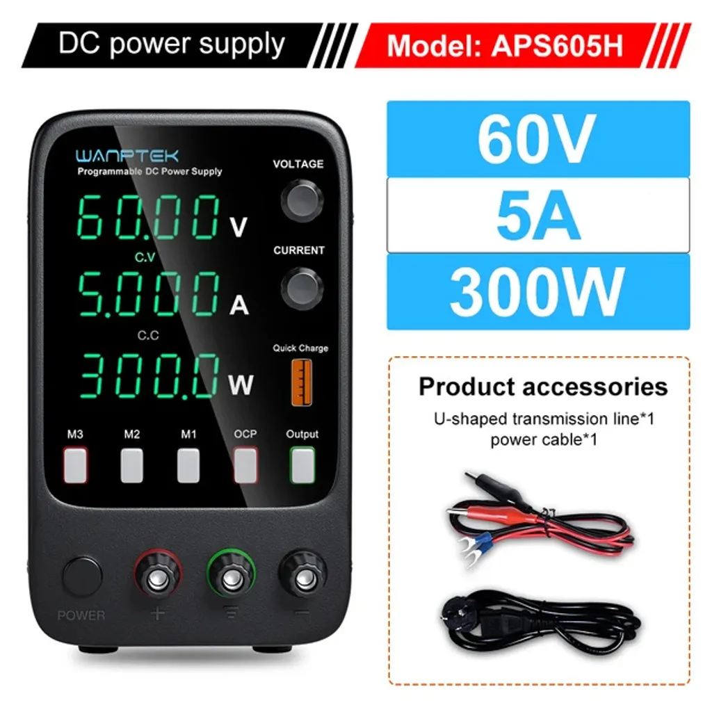 Alimentation variable DC APS605H 60V 5A avec mémoire à trois groupes