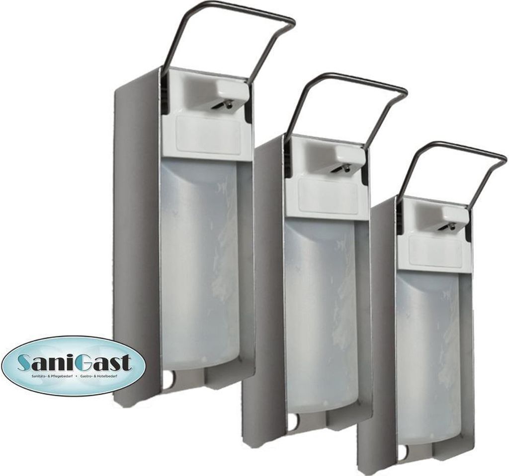 3 Desinfektionsspender Alu 500 ml Euronorm - kurzer Hebel - Leerflasche
