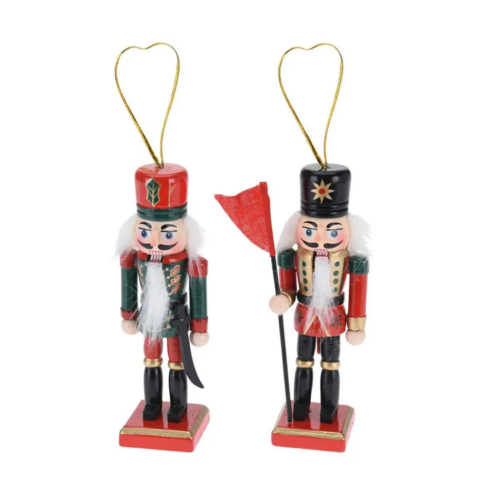 Soldatini Schiaccianoci Natale Legno 12cm - Set Decorativo 2pz
