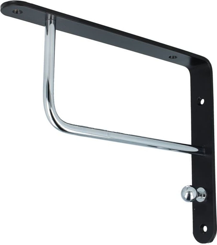 Klassische Regalkonsole schwarz chrom Bücherregalhalter Wandregalträger Garderobenkonsole 250x200mm