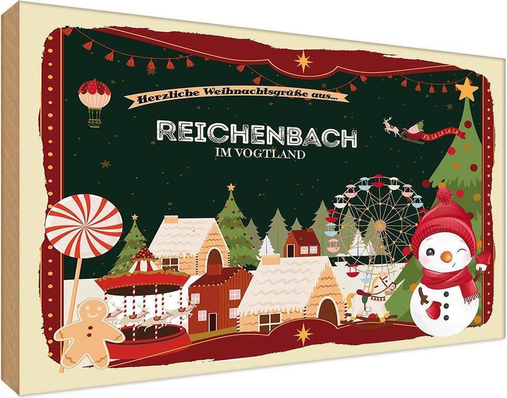 vianmo Holzschild 12x18 cm Weihnachten aus REICHENBACH IM VOGTLAND