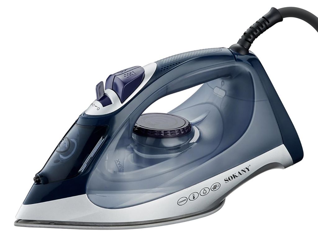 Sokany, Dampfbügeleisen 2200W mit 300ml Tank und Thermostat, Schwarz / Silber