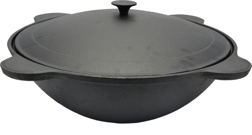 Kazan aus Gusseisen mit Deckel 19 Liter Wok Kasan Asien Schmortopf Camping 19L m5161