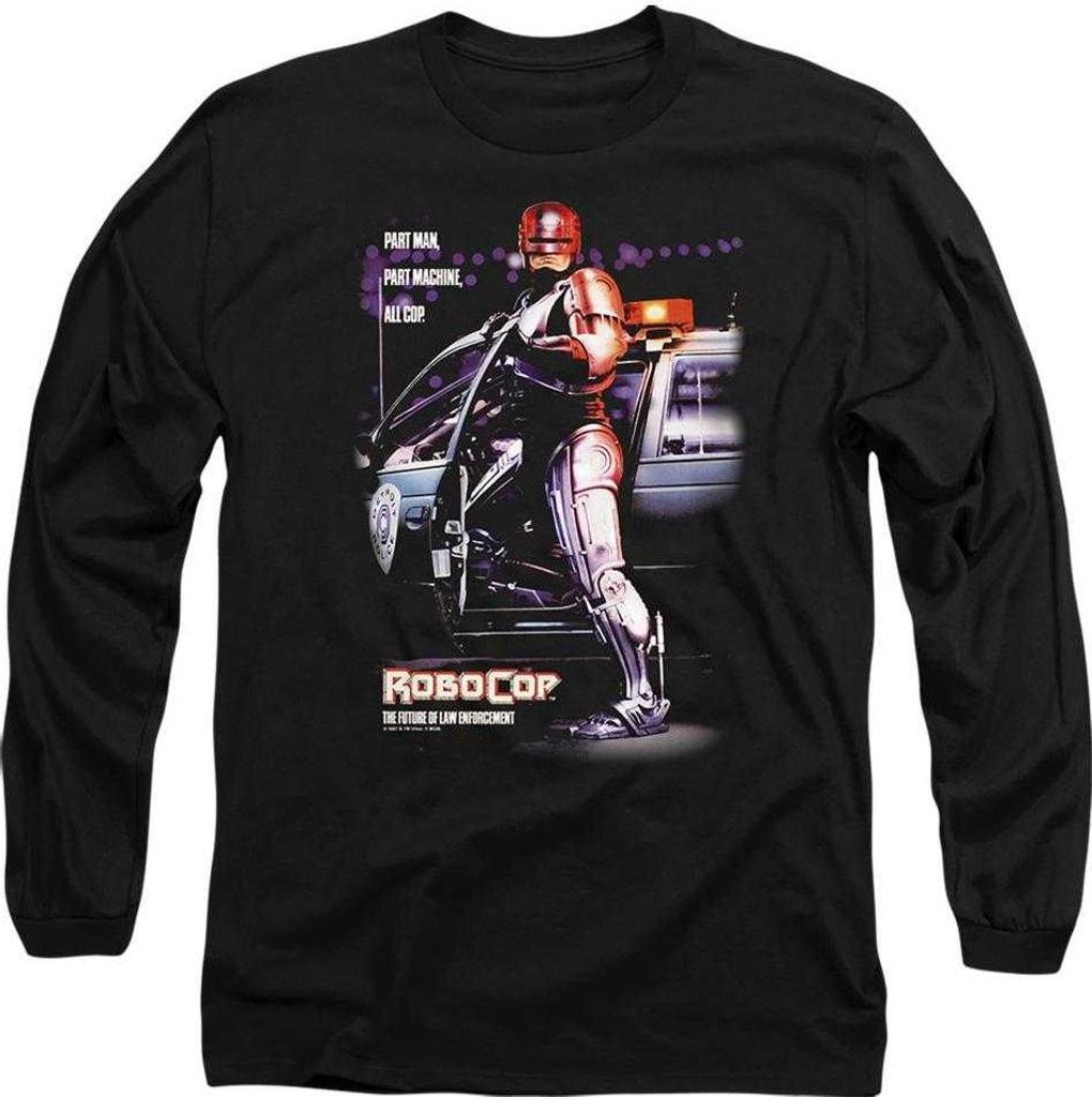 Robocop - T-Shirt für Herren/Damen Uni, Langärmlig TV28298 (M) (Schwarz)